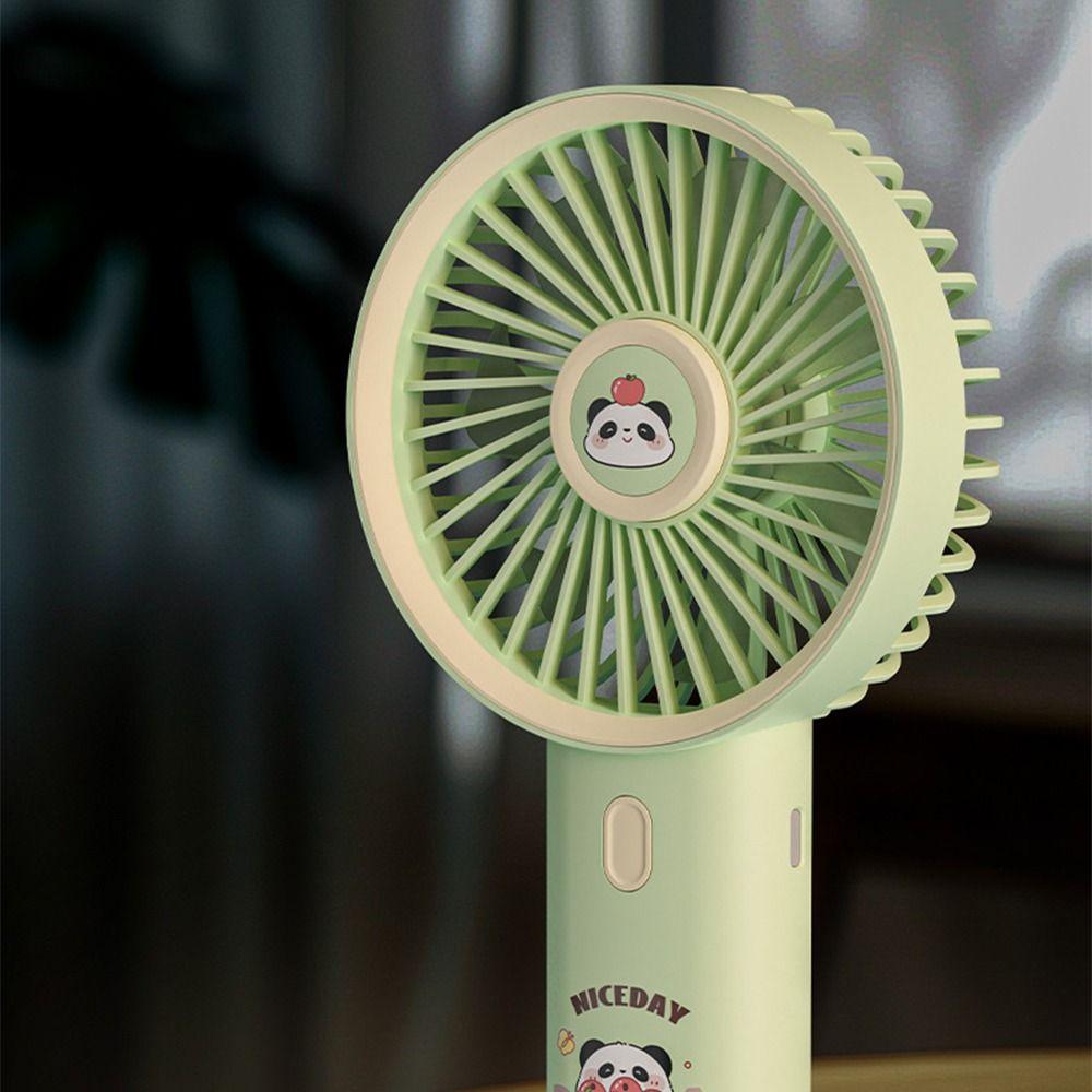 Green Cartoon Panda Fan Creative Cartoon Handheld Fan Simple Mini Electronic Fan  Camping