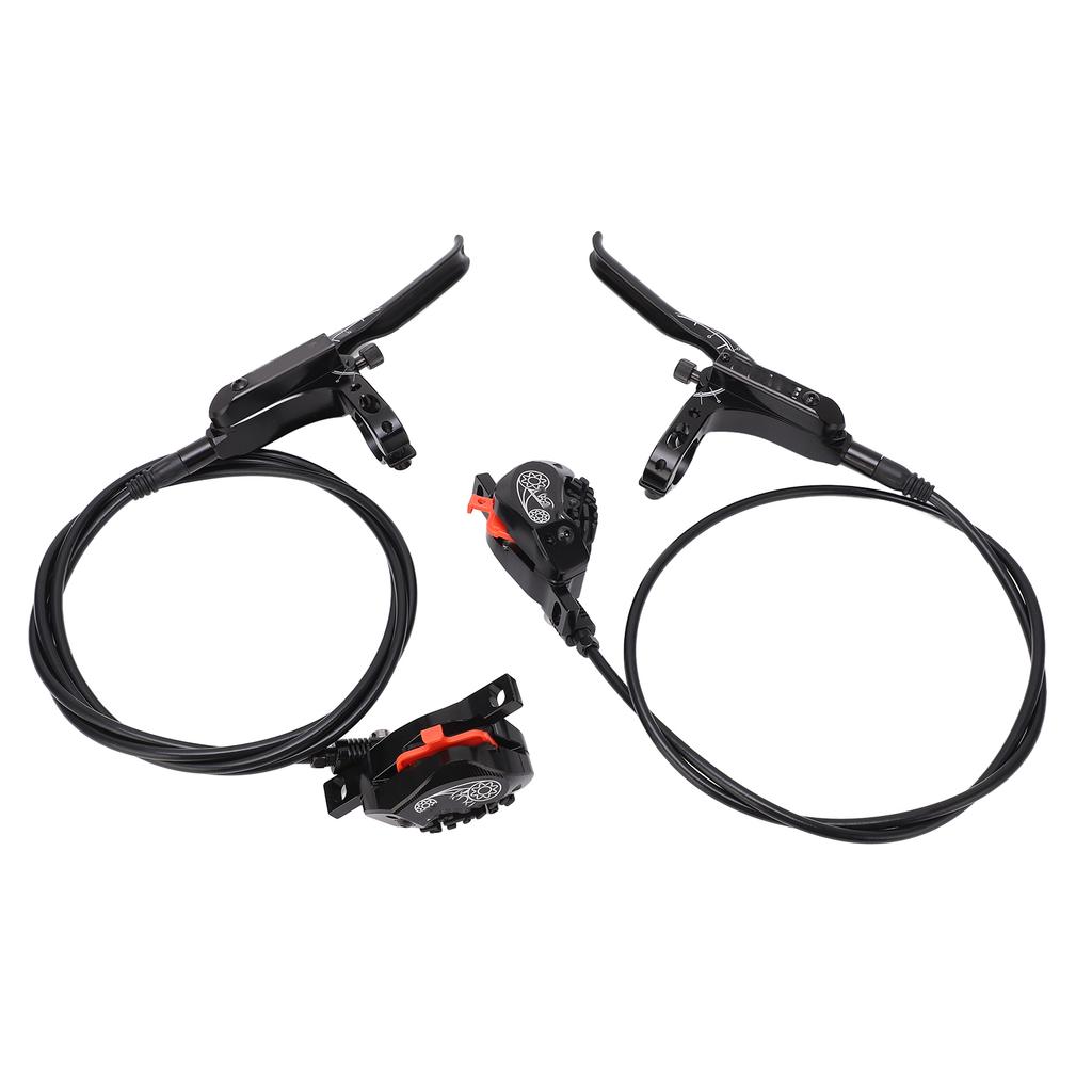 Hydraulic Disc Brake Set Aluminum Alloy 4 Piston Front and Rear Bilateral Hydraulic Brake for Mountain Bike Black