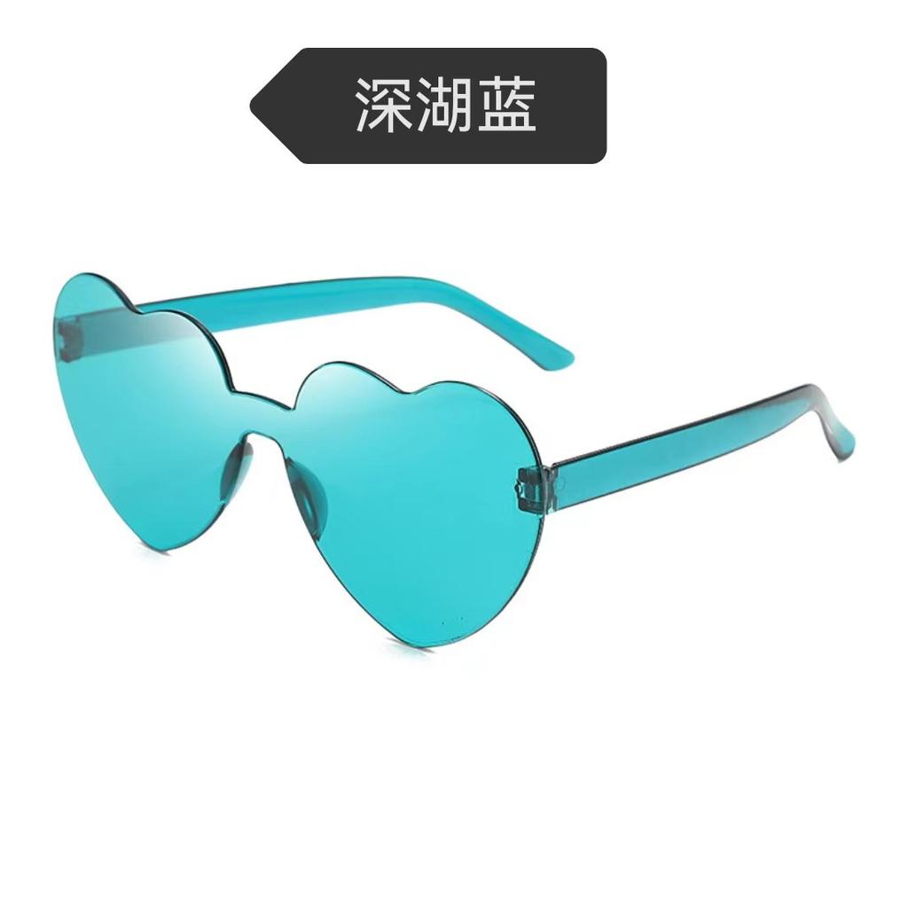 Peach Heart Sunglasses Love Glasses Trend Frameless One-Piece Marine Film Dazzling Color Sunglasses