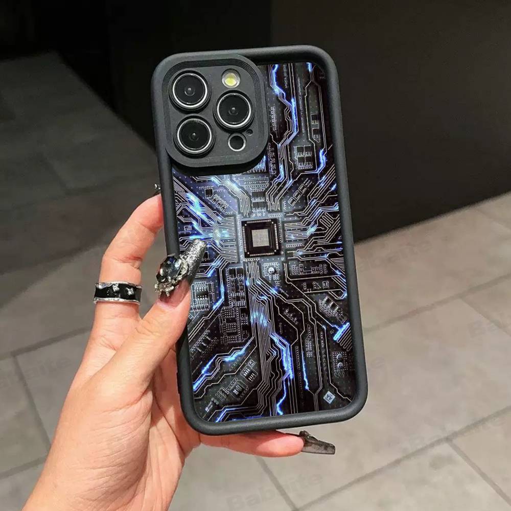 Printed Circuit Board Pattern Phone Case For IPhone 17 16 15 13 11 12 14 Pro Max Plus Silicone Cover Shell