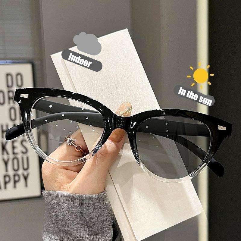 Retro Photochromic Myopia Glasses Fashion Color Changing Minus Diopter Eyewear Women Sun Shades Eyeglasses Prescription Lenses