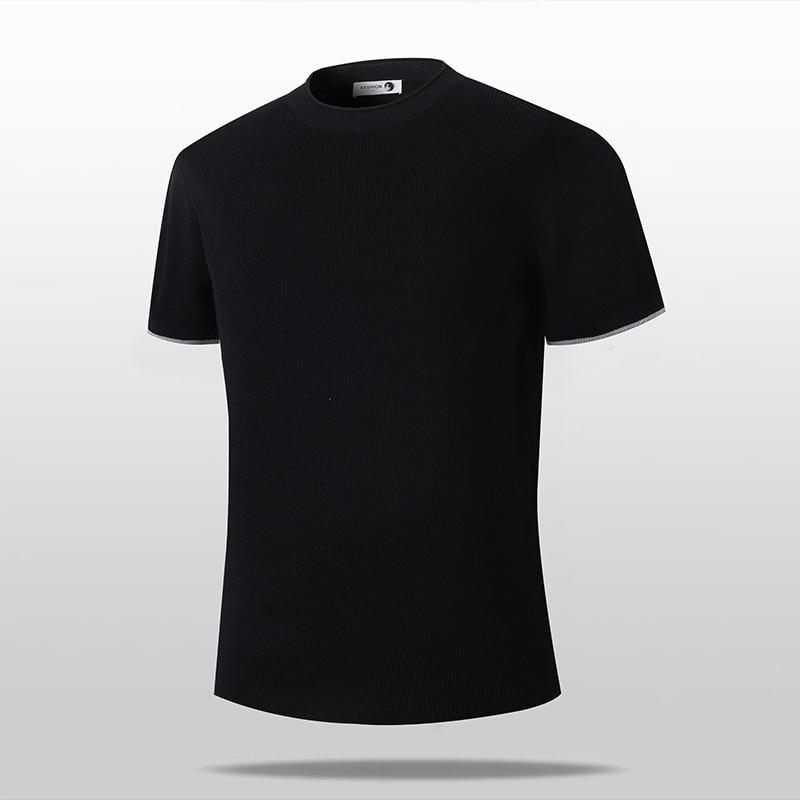 Men s Beige Knit Short Sleeve Polo Shirt with Black Trim M чёрный