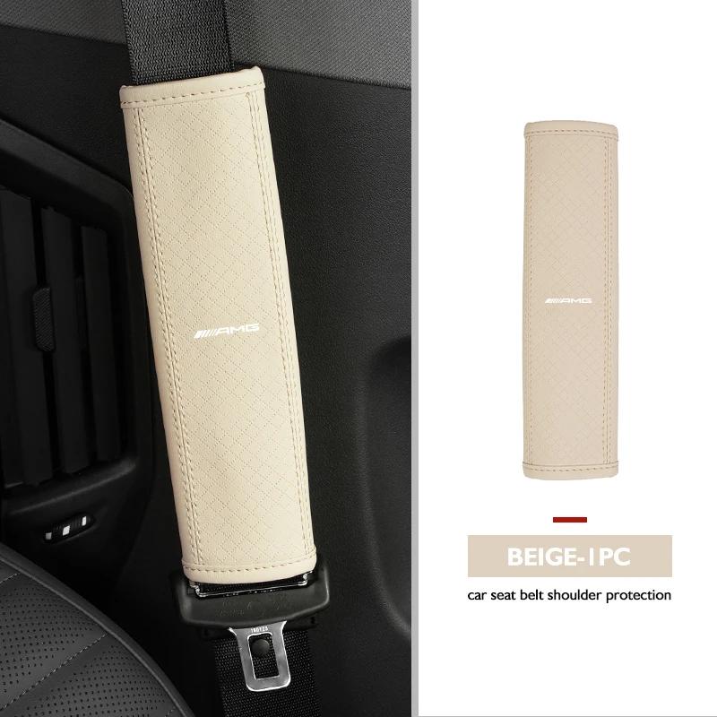 Leather Car Seat Belt Cover Shoulder Protection Strap Pad For Mercedes Benz AMG W204 W205 W203 W211 W201 W210 W108 W124 W126 VA3