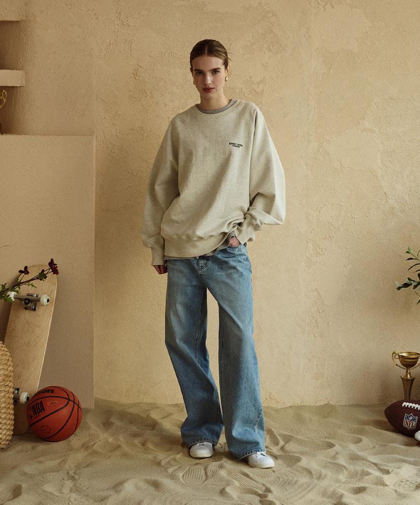 Jelolaunji [Tenta & Tumble Washing] Birdland Raglan Sweatshirt Oatmeal