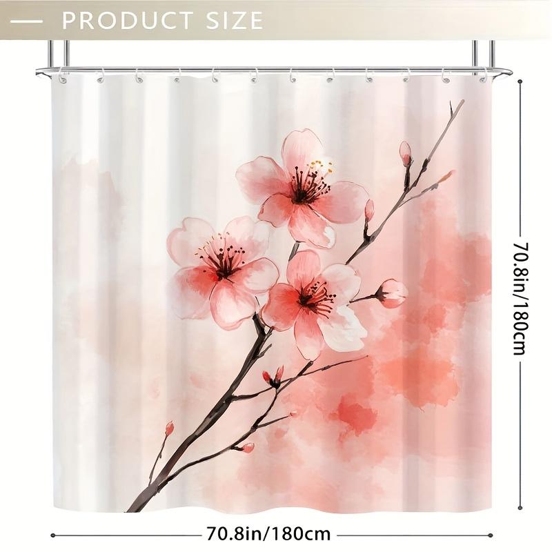 High-Quality Cherry Blossom Shower Curtain - Delicate Sakura Design,  Adds Serene Touch to Contemporary Bathroom Decor