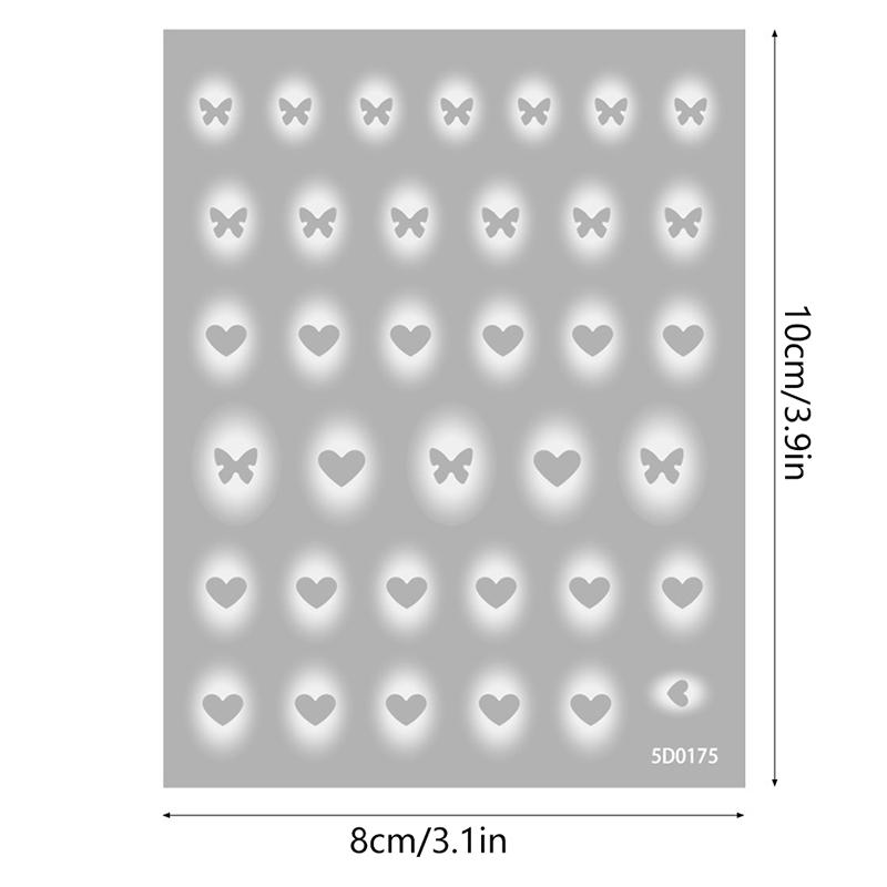 Halo Dyed Semi Transparent Hollow Butterfly Nail Sticker Love Star White Non Spray Nail Decoration Sticker