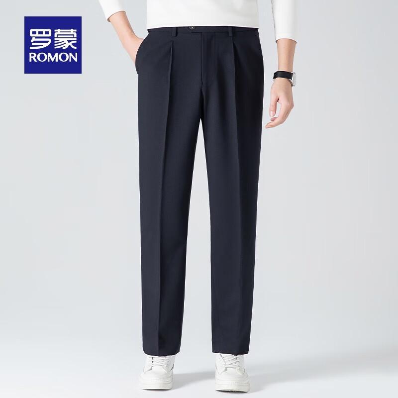 ROMON Men s Iron-Free Four-Way Stretch Straight Leg Dress Pants 33