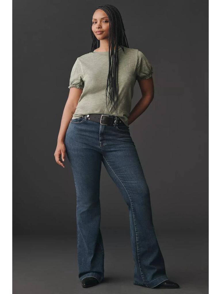 2026 Spring Women's Bubble Sleeve T-Shirt: Short-Sleeve, Solid Color, Round Neck, Skin-Friendly Design.