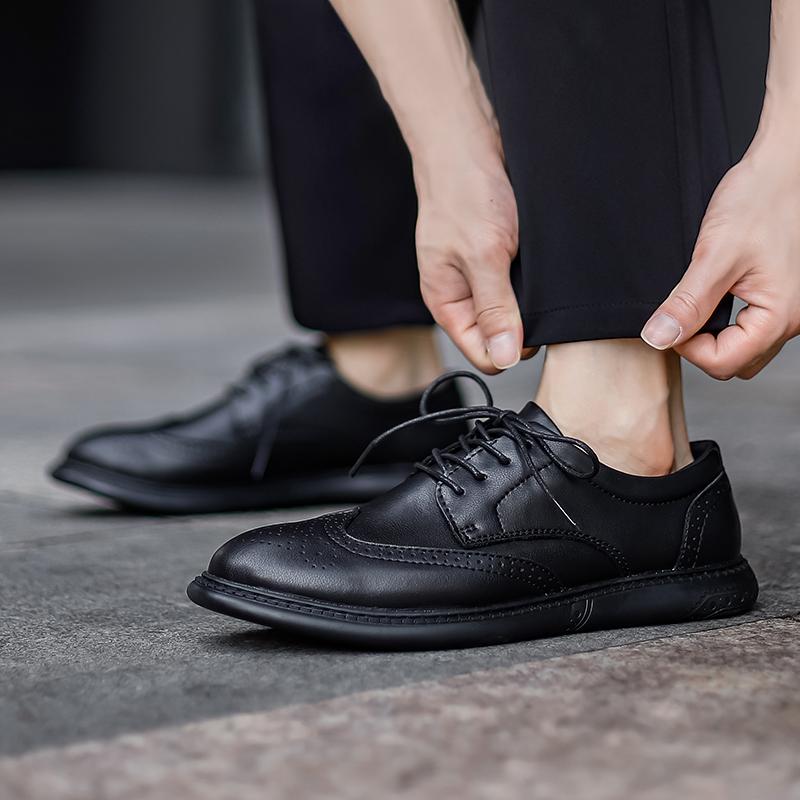 Fashion Genuine Leather Mens Formal Shoes Fashion Luxury Brand Brogue Men Shoes Handmade Business Dress Oxford Casual Shoes plus size 47