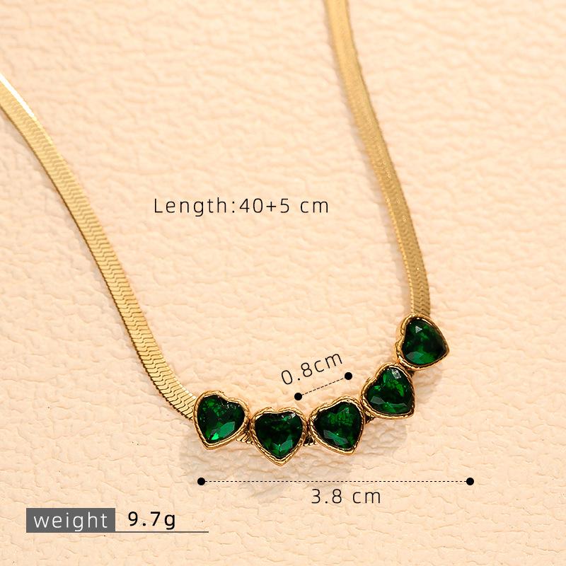 Colorful Zircon Heart Necklace - Elegant Temperament Design, Non-fading Clavicle Chain for Women