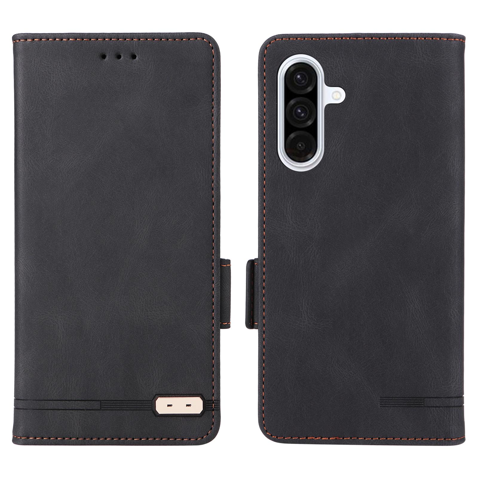 

For Samsung Galaxy A26 5G Case Leather Wallet Flip Phone Cover with Hardware Decor Black