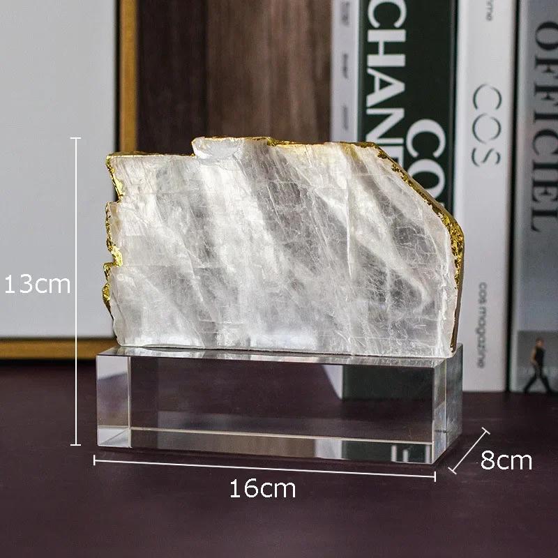 Minimalist Natural Crystal Ore Flower Crafts Ornaments Living Room Decoration Gold Plated Crystal Base Flower Furnishings