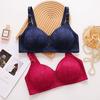 Large-sized Jacquard Bra Women's Thin Cup Gathering Bra Full-cup Bra Without Underwire Sexy Underwear