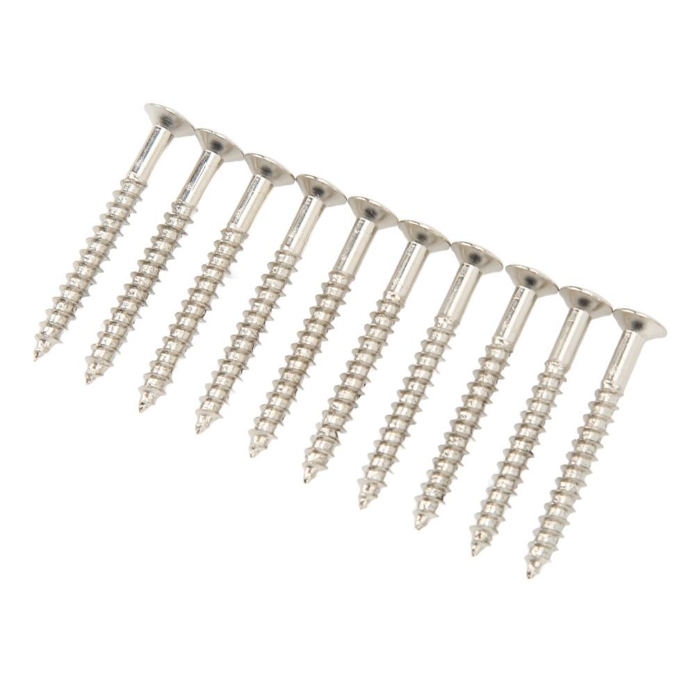 10PCS Silver Guitar Neck Mounting Screws Metal Guitar Neckplate Screws For Guitar