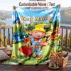 Bob the Builder Flannel Blanket, Personalized Custom Name Text, Soft Warm Plush Throw Blanket For Gift
