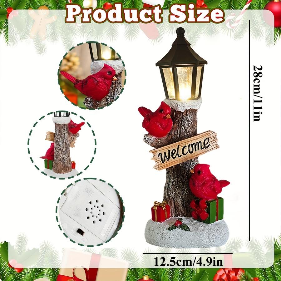 2pcs Red Cardinal Christmas Statues with LED Lights, Cozy Christmas Tabletop Figurine Winter Statue Decor, Glowing X mas Decorations