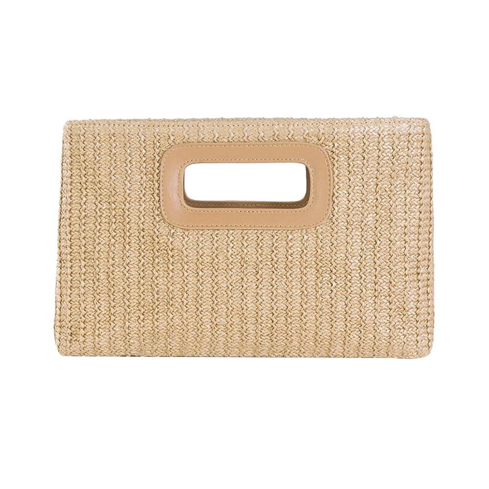 

Top Handle Straw Woven Handbag Straw Weaving Evening Banquet Bags for Shopping Phone Change Key абрикосовий