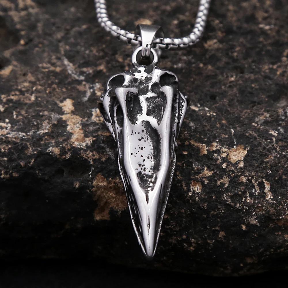 Kråkskalle Hänge Rostfritt Stål Halsband - Trendig Europeisk & Amerikansk Mode