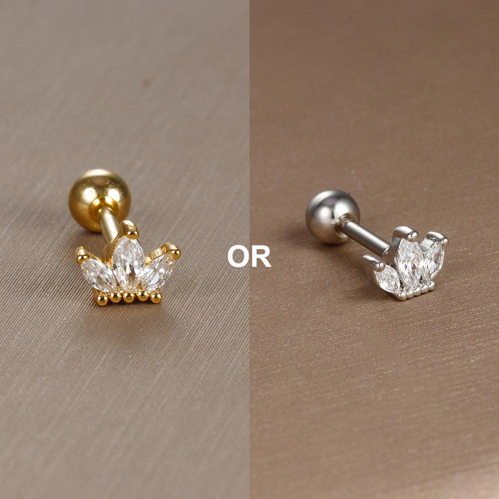 1PC 316L Stainless Steel Mini Zircon Cartilage Piercing Stud Earring For Women Girl Helix Tragus Body Zircon Statement