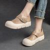 Round Toe Minimalist Genuine Leather Casual Women's Shoes Retro Versatile Thick Soled Flat Shoes