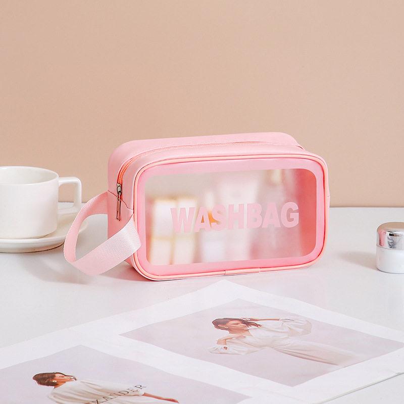 

Dry-Wet Separation Double Transparent Pu Makeup Bag Portable Washing Bag Cosmetic Storage Bag Travel Fitness Swimming Essentials A