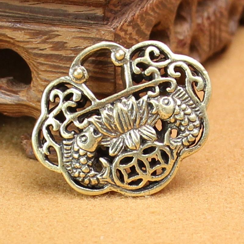 Pure copper rich Pisces long life lock safe car keychain pendant brass more than every year hollow safety lock