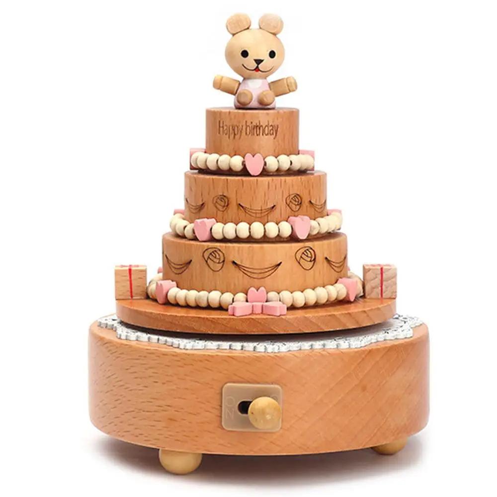 Carousel Music Box Wooden Christmas Ornament Rotary Train Musical Box Home Decoration Accessories For Birthday Gifts Valentine'