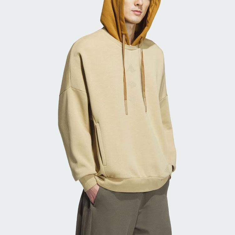 adidas Sportswear Oversized Hoodie Color Block Loose Fit American Style Pullover Sweatshirt Men Hoodies Light-Khaki IM9052