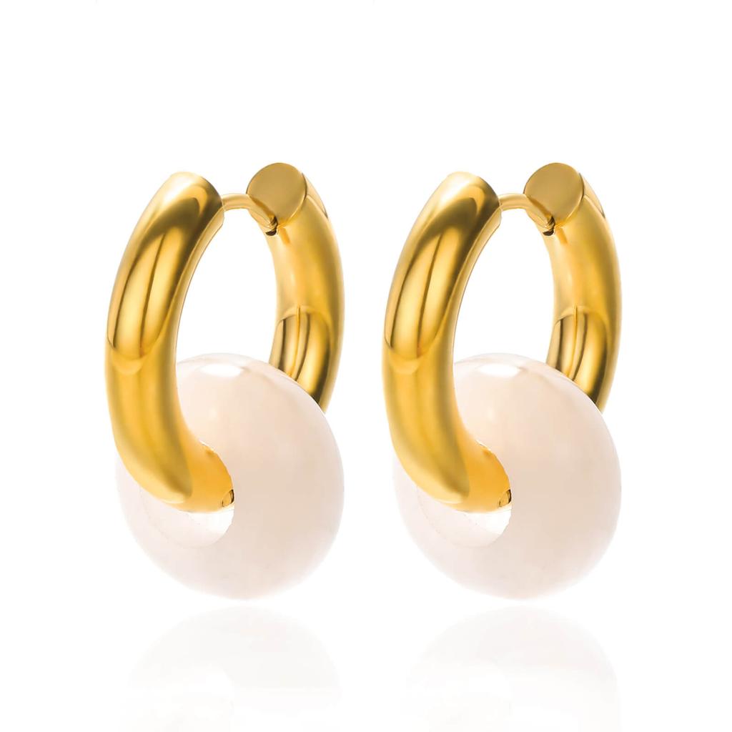 Zoetwater Oceaan Zeester Schelp Hoepel Oorbellen Voor Vrouwen Elegant Roestvrij Staal Goudkleurig Oorbellen Kerstmis sieraden accessoires