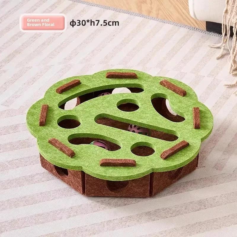 Interactive Cat Puzzle Toy Felt Box with Bell Balls Indoor Hunting Exercise Toy for Bored Cats