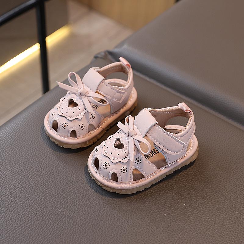 Summer Baby Girl Squeaky Sandals - Soft Sole, Non-Slip, Closed Toe Walker Princess Shoes