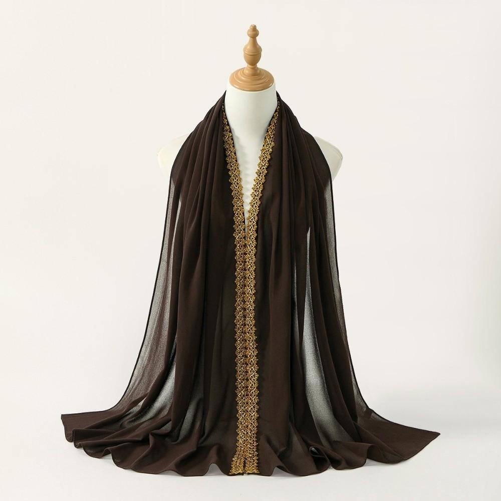 Golden Wave Modest Covering Scarf Chiffon Material Shawl Wrap New Eid al-Fitr Hijab  Arab Style