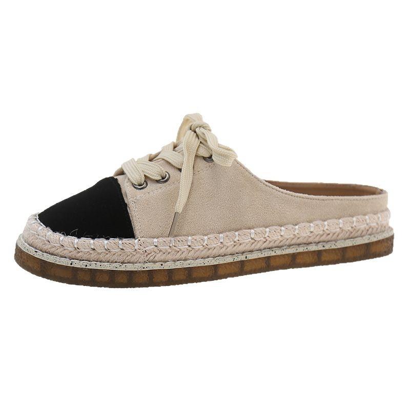 Flat-bottomed Bag Head Half Slippers Women's Summer Wear 2025 New Retro Versatile One-pedal Lazy Cool Slippers Fisherman Shoes