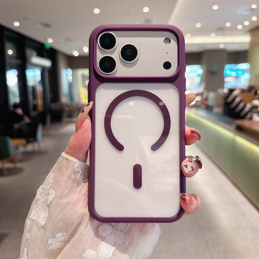For Apple 17 Pro Max Magnetic Charging Transparent Phone Case N52 Strong Magnetic Ultra-Thin Frosted Edge