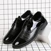 Men's Trendy Korean Style Black Leather Shoes - Breathable Casual and Formal Round Toe Design