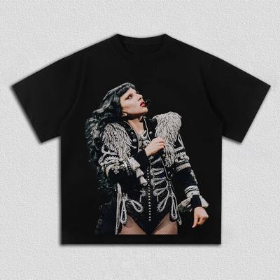 T-shirt Graphique Lady Gaga Rétro Star Pop Tournée de Concert Merch Streetwear Coton Surdimensionné Pour les Fans de Musique de Lady Gaga