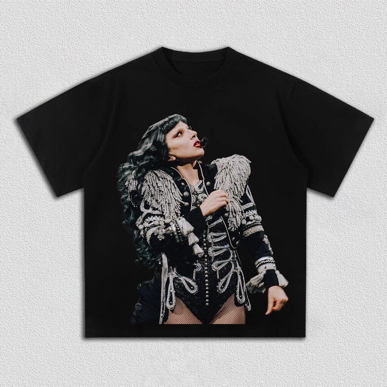 

Lady Gaga Graphic T Shirt Retro Pop Star Concert Tour Merch Streetwear Cotton Oversized Tee For Lady Gaga Music Fans 5XL різнокольоровий