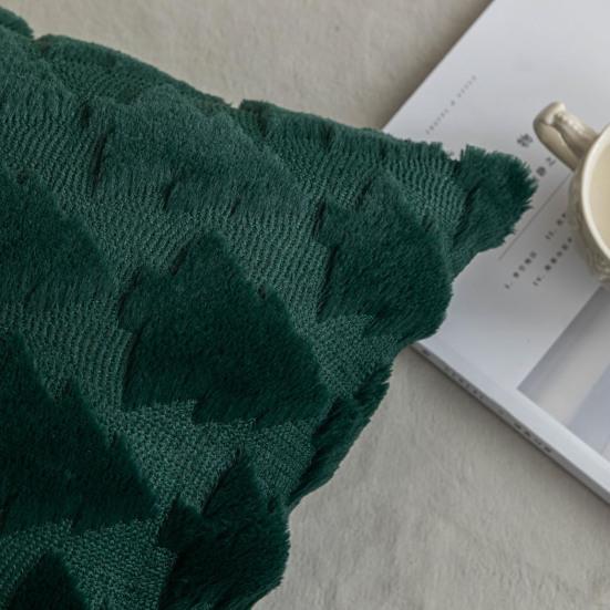 2Pcs Throw Pillow Cover Easy To Clean Christmas Plush Pillow Case Xmas Tree Pattern Pillowcase for Room Festive Decor