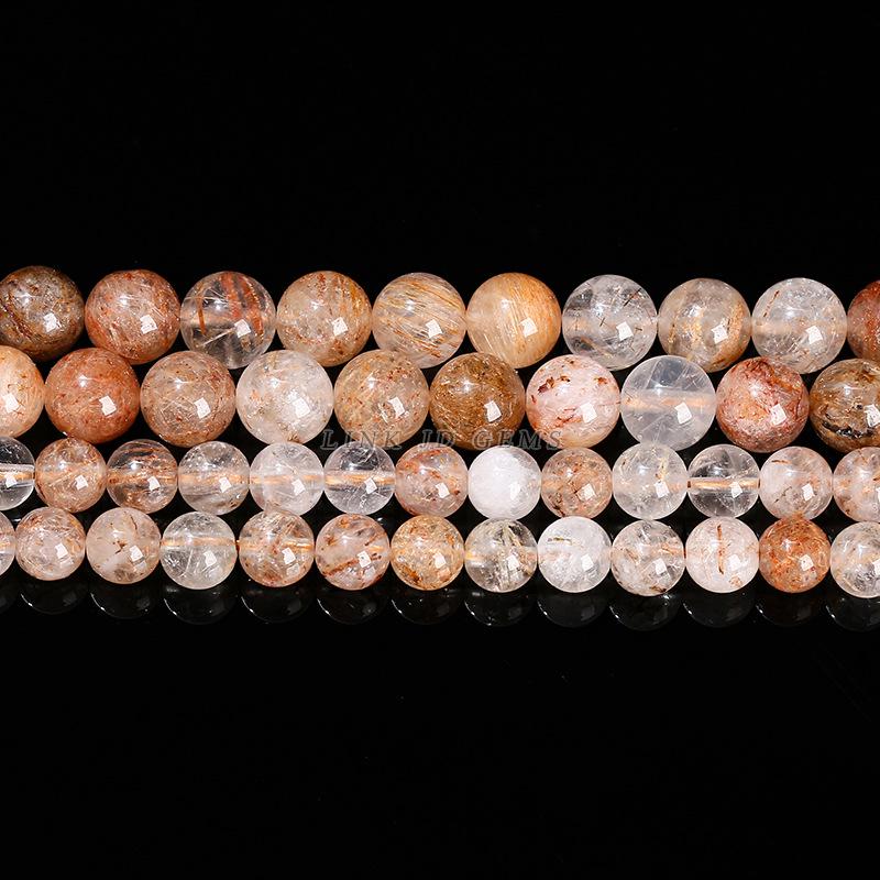 Jingde Natural Red Rutilated Quartz Beads Bracelet DIY Jewelry Accessories