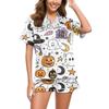 Women's Casual Fashion Halloween Printed Short Sleeve Home Suit