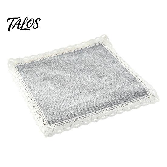 Tapis de Chaise Bordure Dentelle Rétro Coton Lin avec Liens, Style Bohème à Rayures et Carreaux Garniture de Siège de Salle à Manger, Respirant pour Tapis de Bureau d'Ordinateur