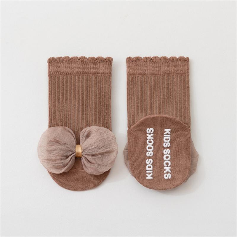 Children Socks with  Not  Slip Bottom & Lace Bowknot Toddler Safety Socks Smooth Stitching Socks for 1 to 5 Years