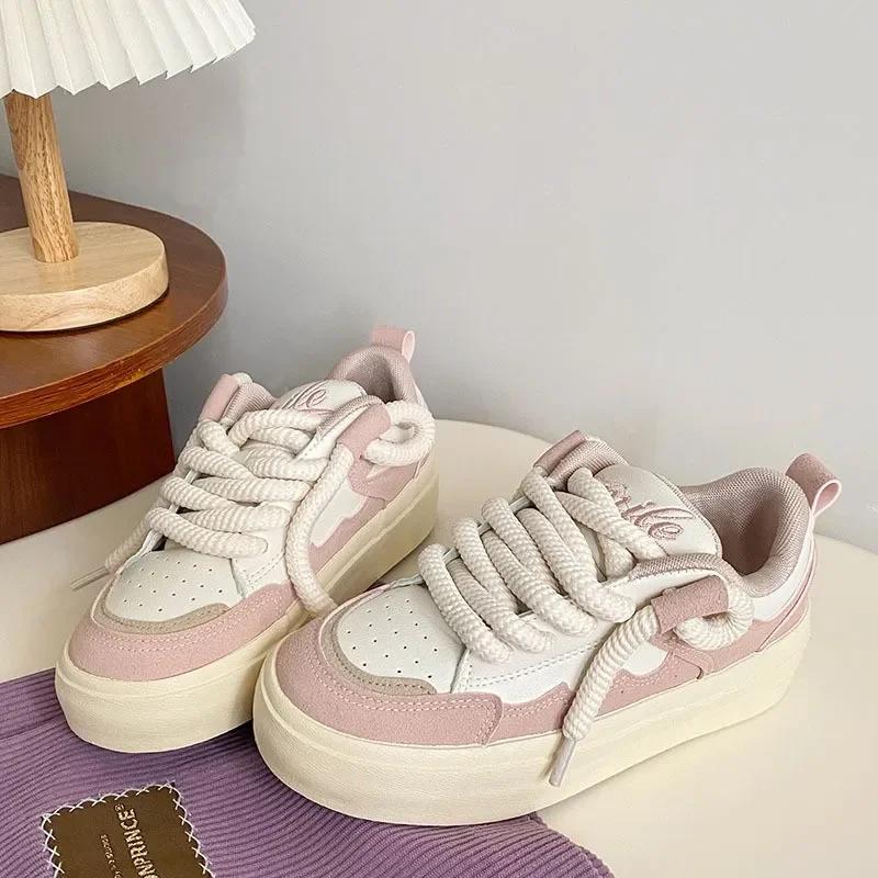 

Модные кроссовки Женские кроссовки Студенческая обувь Низкий верх Женская обувь Повседневная обувь Круглый носок Плоская подошва Дамские Женские Теннис 2025 40 розовый