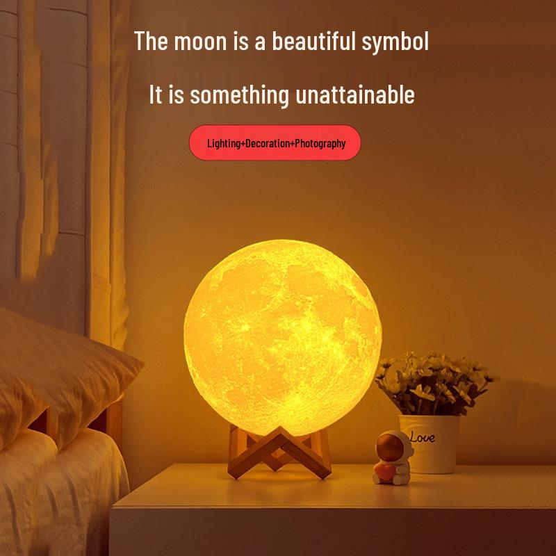 Rechargeable Starry Sky Moon Lamp with Remote Control - Night Table Atmosphere Light