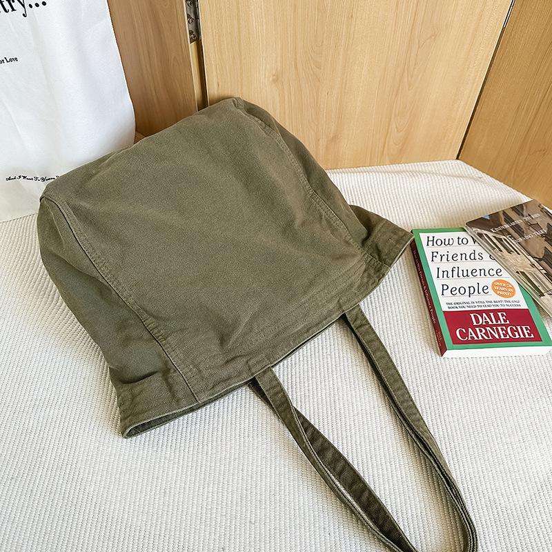 

Vintage canvas bag women s large capacity handbag commuter make-up canvas bag student school bag tote bag зелений