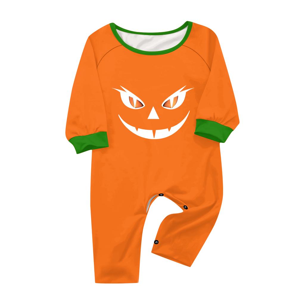 Halloween Face Print Family Matching Pajama Set Long Sleeve Raglan Top and Pants