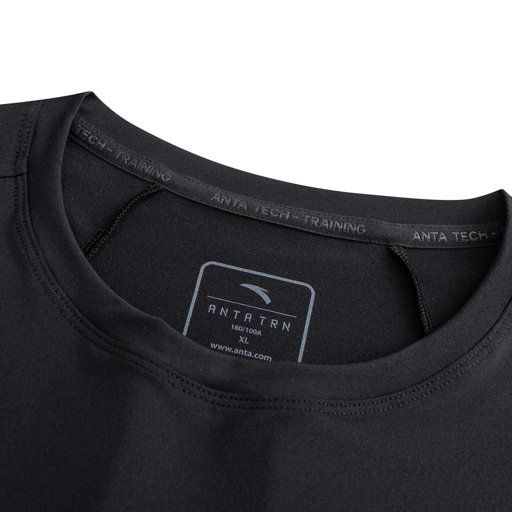 Anta Fitness Running Training Short Sleeve T-Shirt Men tops Basic-Black 952627108-4