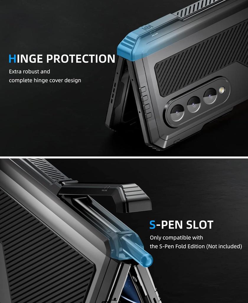 Military Protection Armor Heavy Duty Case For Saumsung Galaxy Z Fold 4 5 6 7 Full-Body Shockproof Cover Stand PET Screen Film