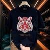 Pink tiger head printed round neck short sleeved 2024 Tshirt for Unisexs casual loose fit oversized versatile top