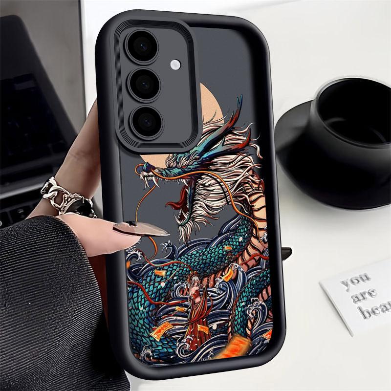 Dragon Clouds Line Art Pattern Tiger S25Ultra Phone Case For Samsung Galaxy S25 S24 S23 Ultra 5G S22 S20 Plus S21 FE Cover Funda